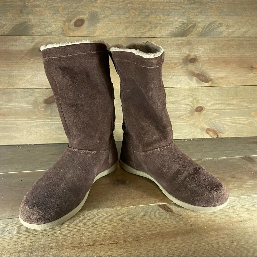 Crocs Adela womens size 5 shoes brown suede pull on lined snow boots